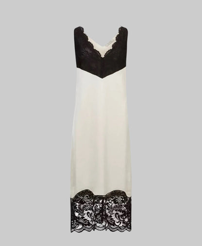 ALLSAINTS Celeste Two-Tone Satin & Lace Midi Dress - Size 2
