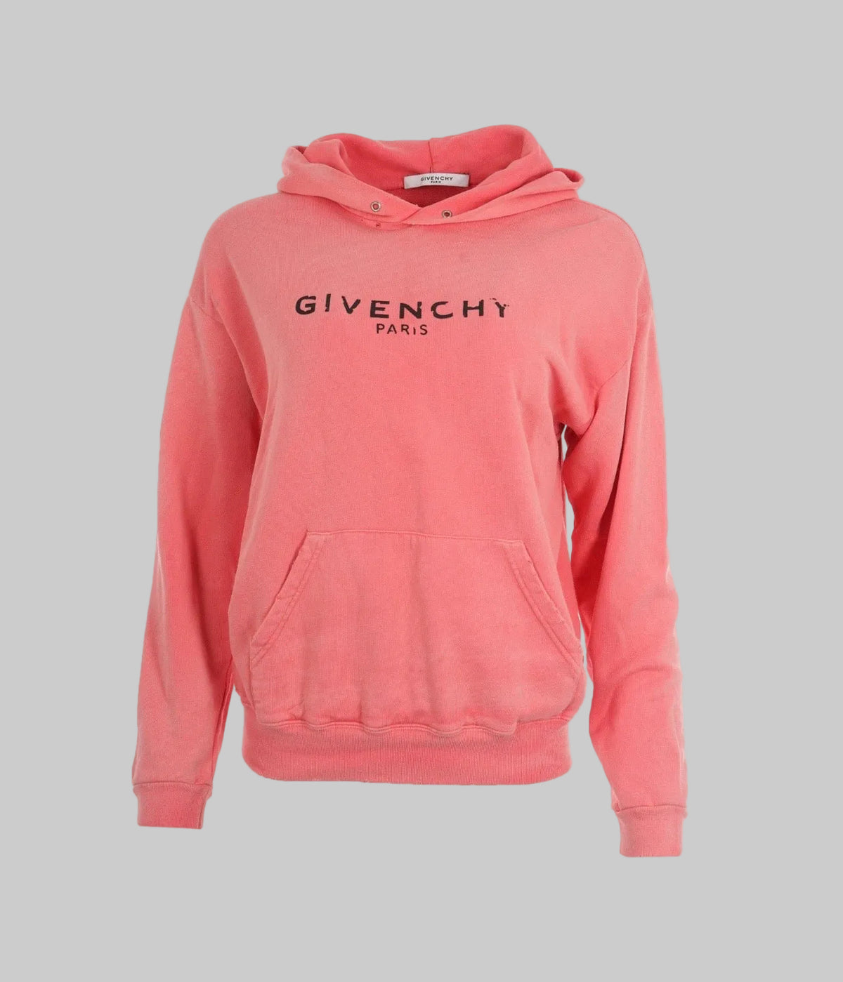GIVENCHY Coral Distressed Logo Hoodie  - Size L
