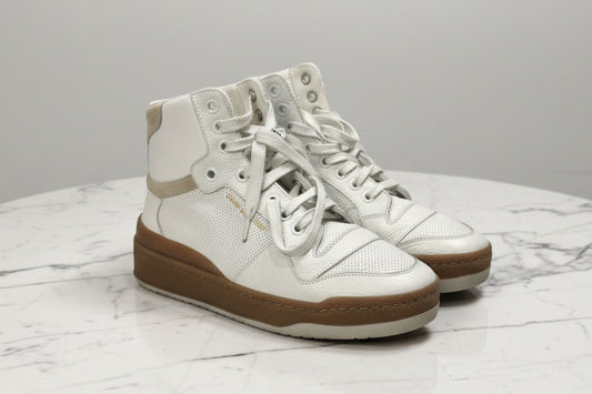 SAINT LAURENT Leather High Top Trainers - Size 35.5