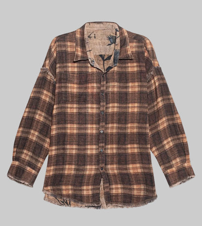 R13 Reversible Plaid/Floral Button Up - Size xs