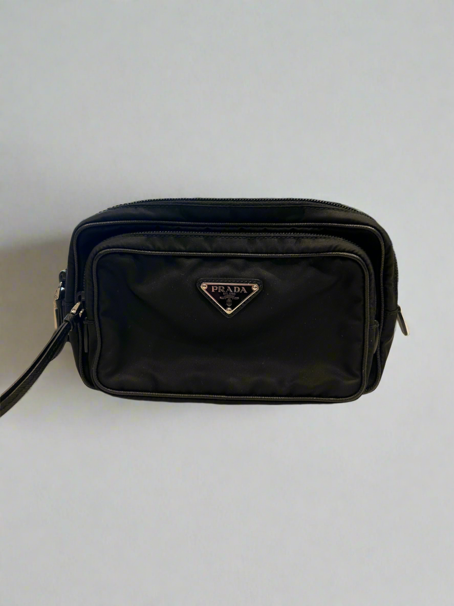PRADA Nylon Leather Trim Belt Bag