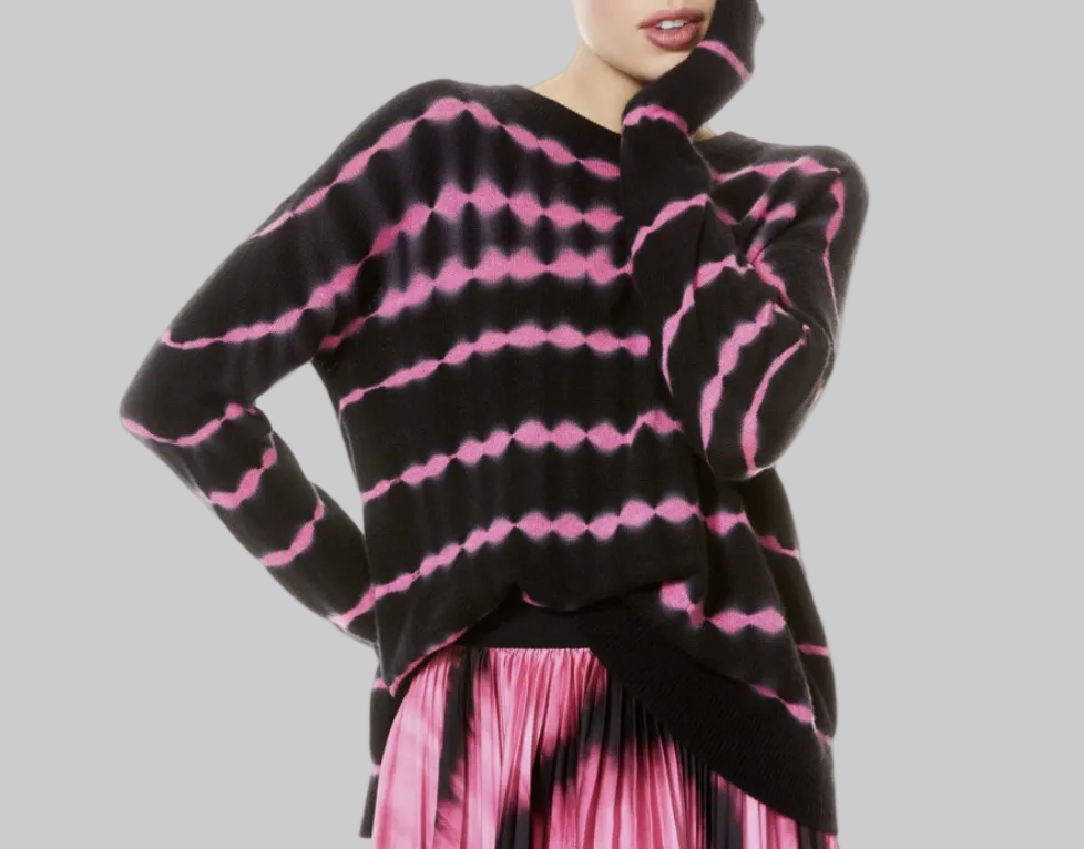 ALICE + OLIVIA Gleason Tie Dye Cashmere Sweater - Size L