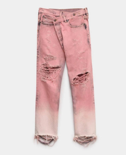 Crossover Jeans in Faded Pink - Size 28