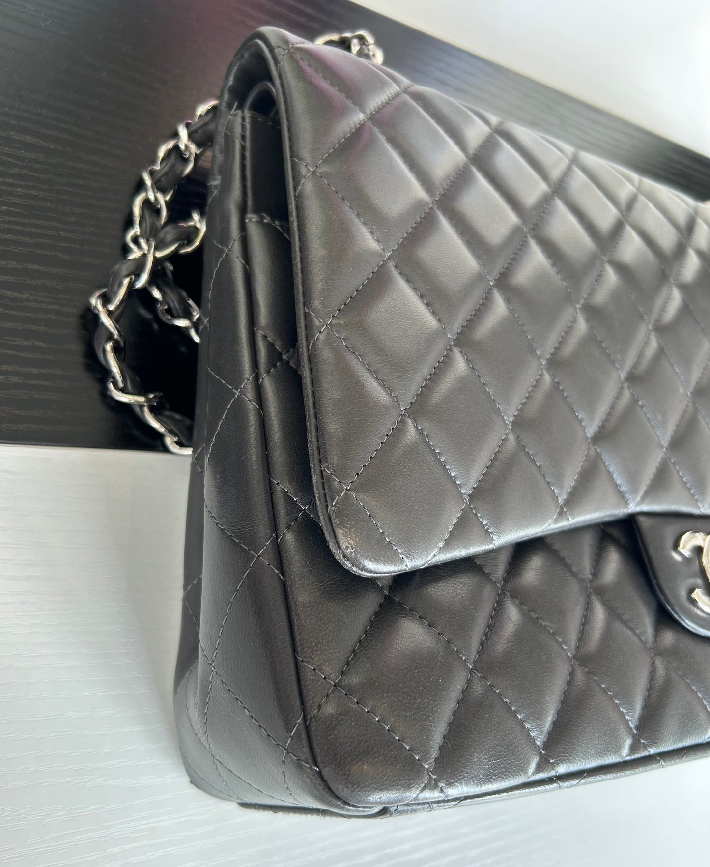 CHANEL 2012 Quilted Lambskin Maxi Double Flap