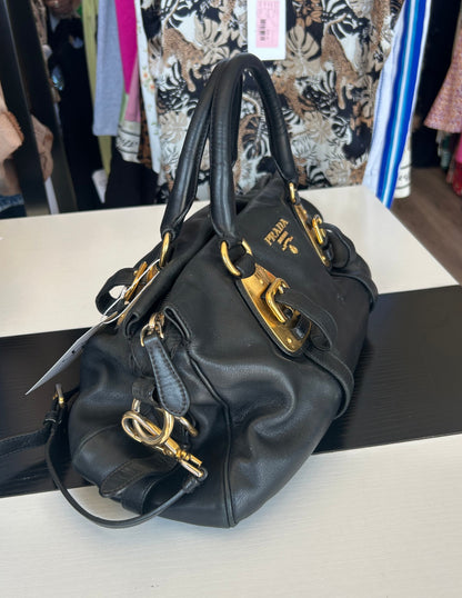 PRADA Bauletto Black Leather Shoulder Bag