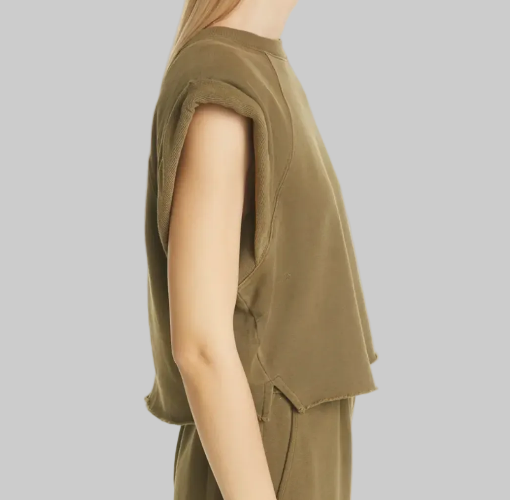 FRAME Roll Sleeve Crop Sweatshirt - Size M