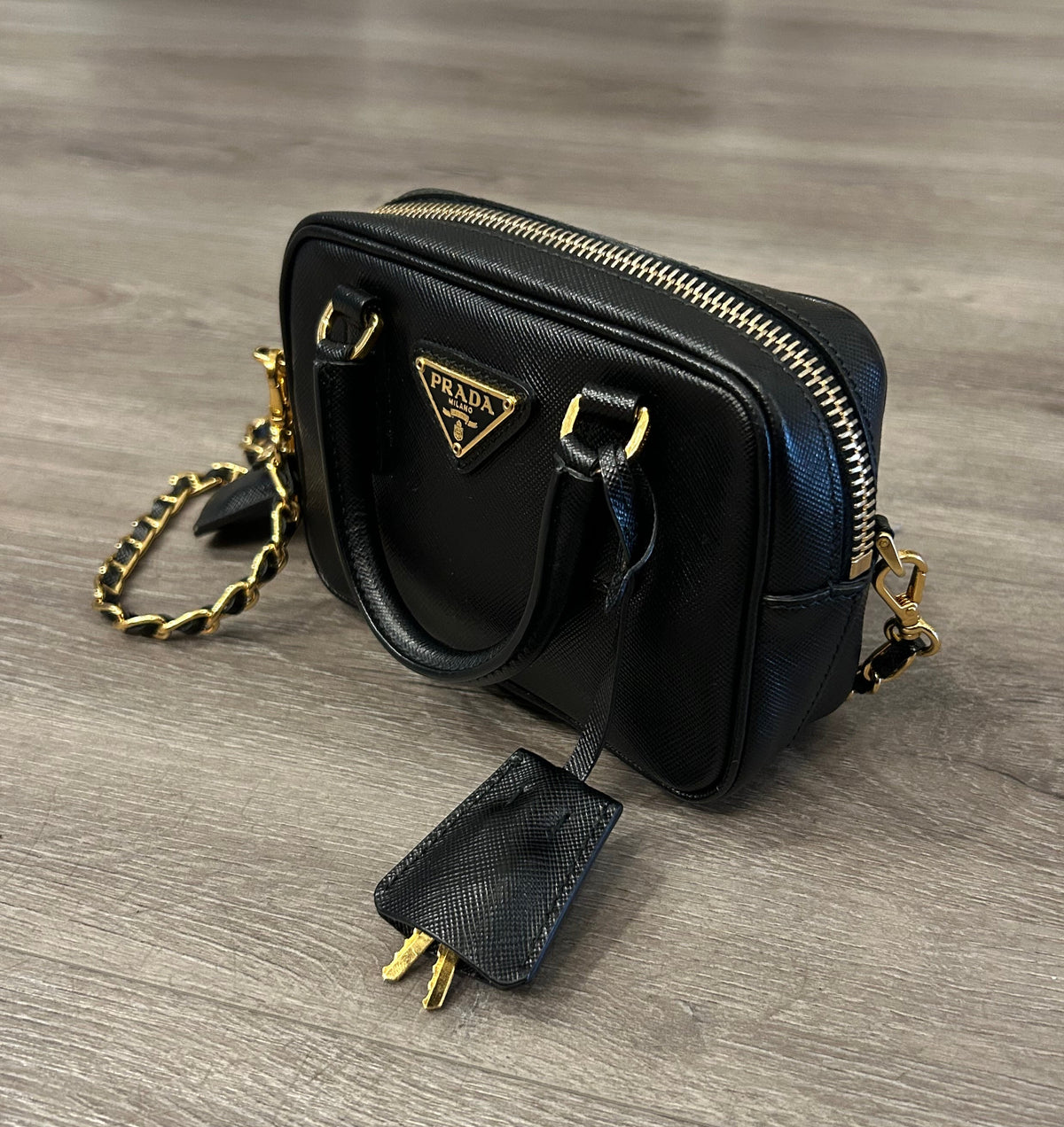 PRADA Lux Saffiano Mini Bauletto Bag