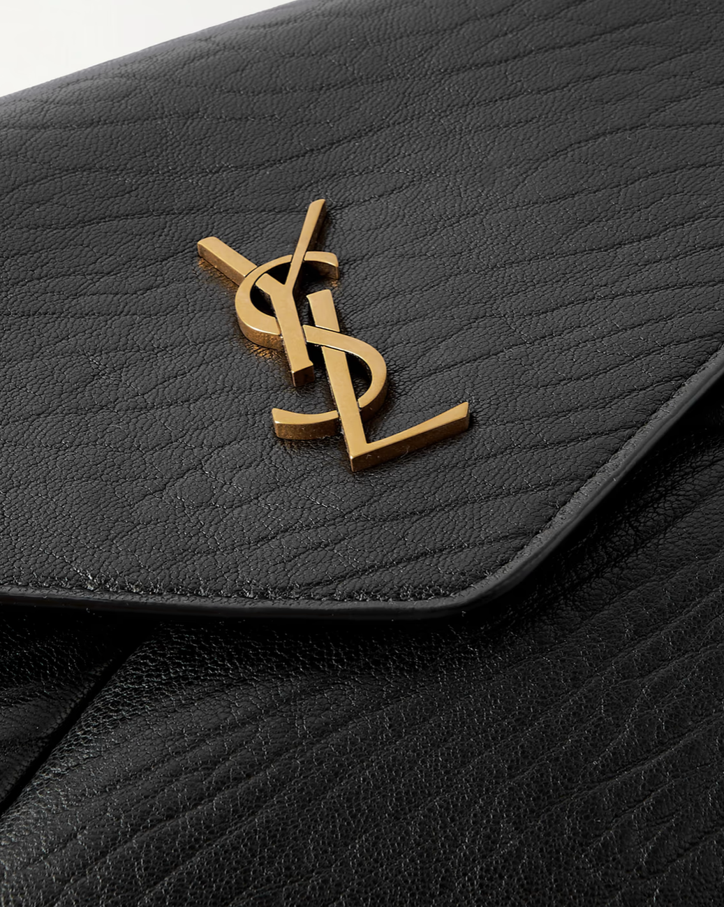 SAINT LAURENT Cassandre Large Textured-Leather Clutch