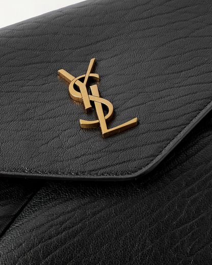SAINT LAURENT Cassandre Large Textured-Leather Clutch