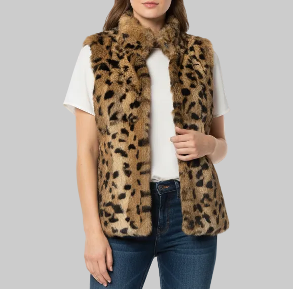 MICHAEL KORS Leopard Print Fur Vest - Size s