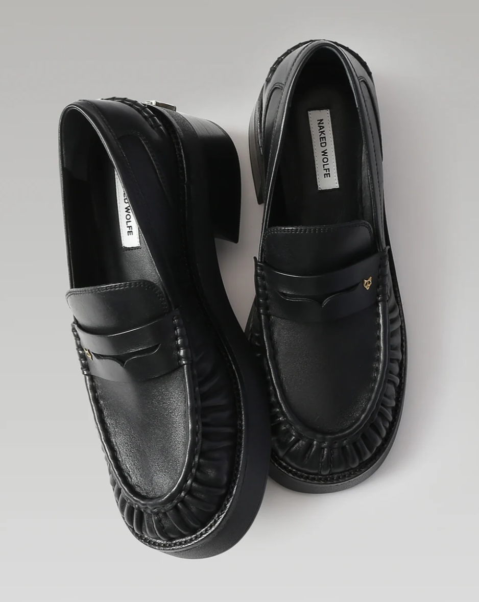 NEW* NAKED WOLFE Fuse Black Leather Loafers - Size 9