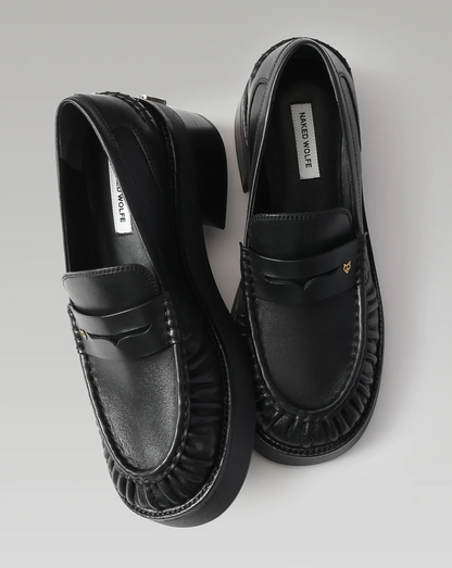 NEW* NAKED WOLFE Fuse Black Leather Loafers - Size 9