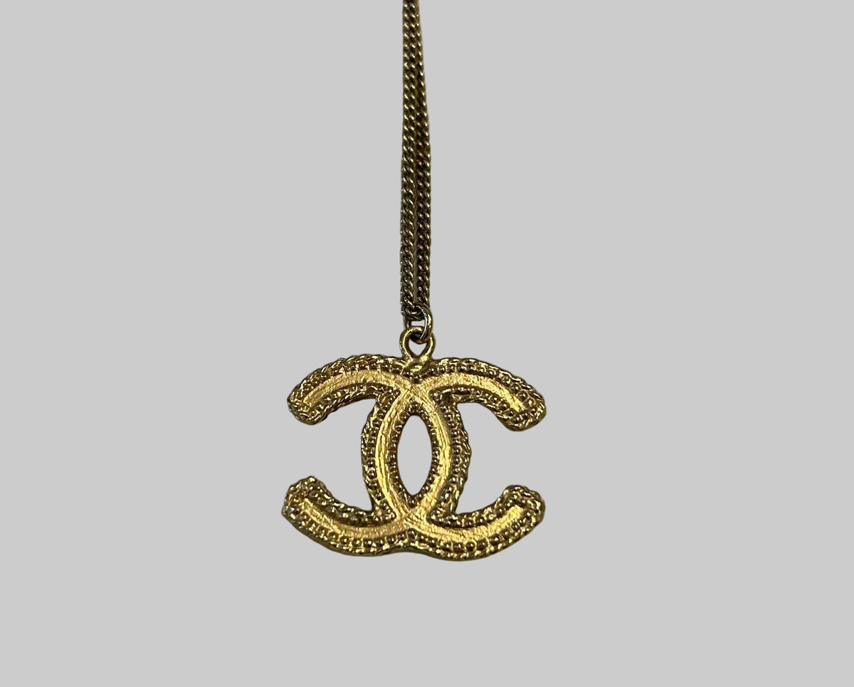 CHANEL 2014 CC Gold Plated Pendant Necklace