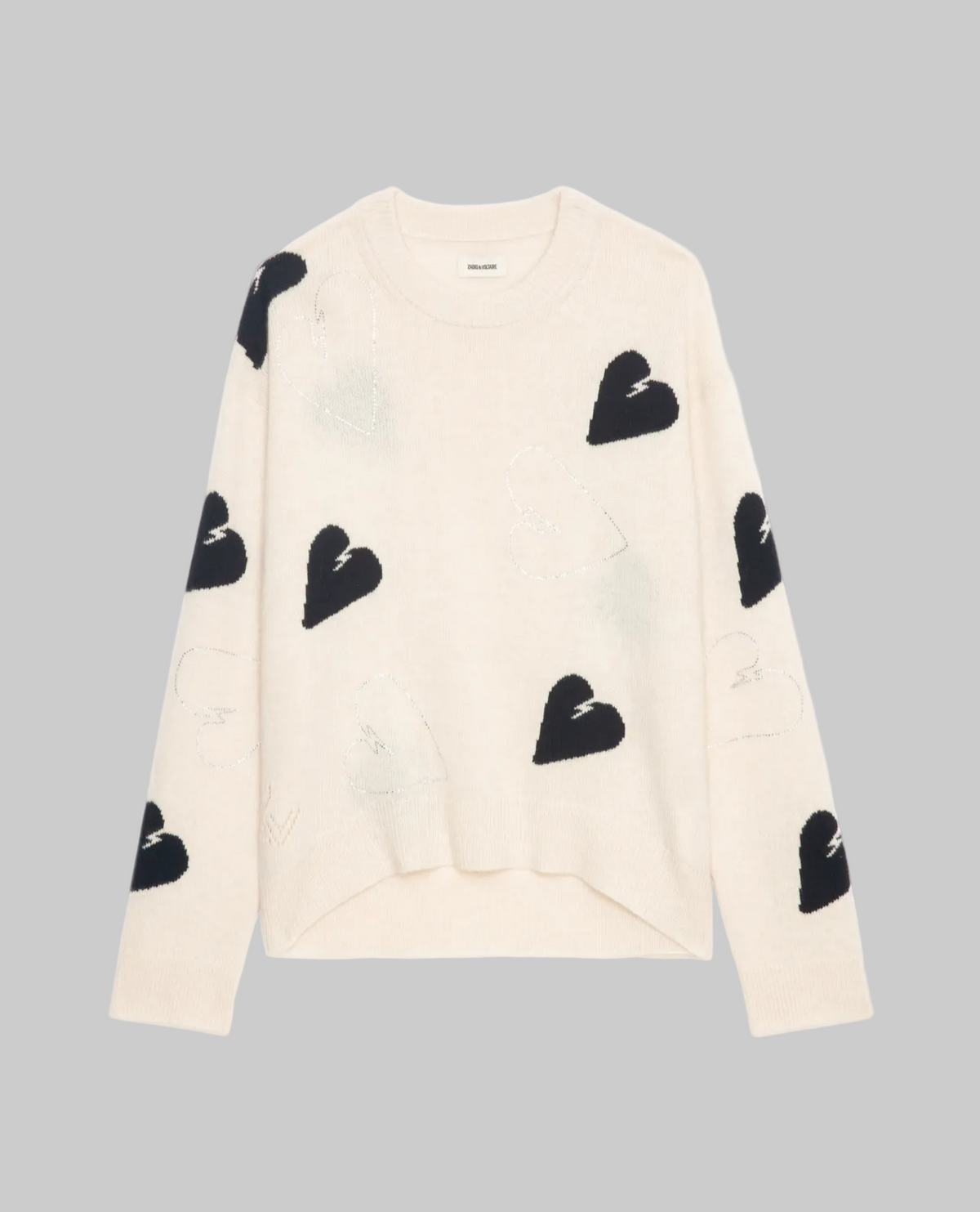 NEW* ZADIG & VOLTAIRE Markus Off-White Rhinestone Sweater - Size L