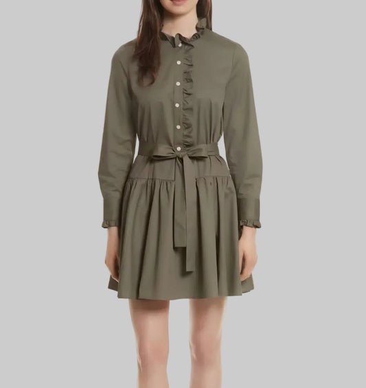 KATE SPADE (BROOME STREET) Green Ruffle Tie Dress - Size L