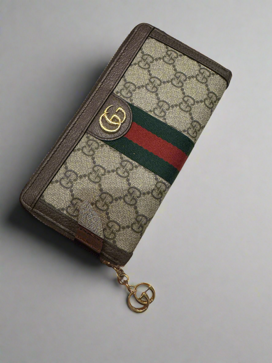 GG Supreme Ophidia Zip Around Wallet