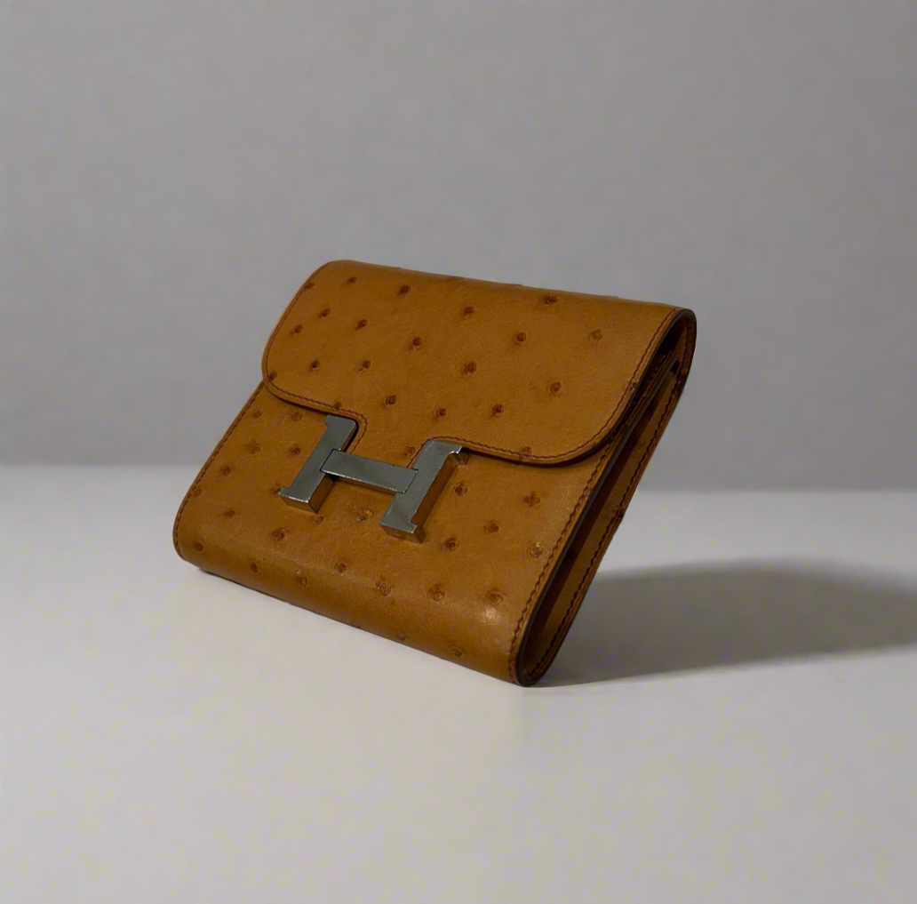 HERMÈS Constance Short Wallet In Ostritch