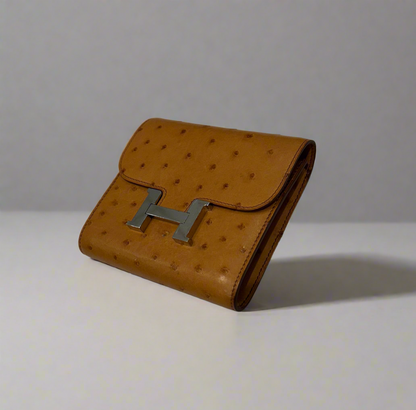 HERMÈS Constance Short Wallet In Ostritch