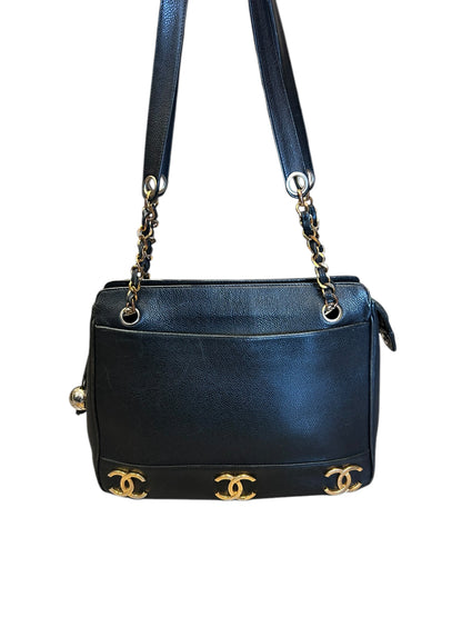 CHANEL Vintage Pebbled Leather Triple CC Bag