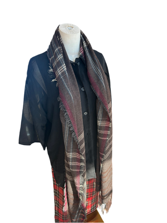 Faliero Sarti Plaid Fringe Scarf