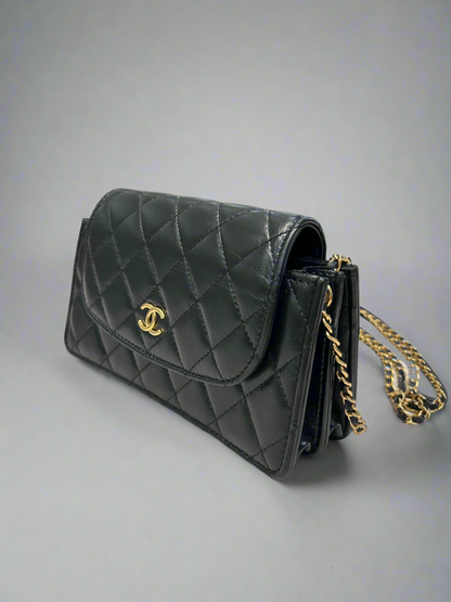 CHANEL small CC Quilted Leather Lambskin Crossbody