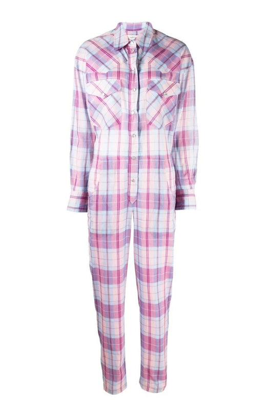Checked Cotton Shirt Jumpsuit - Size 36 (US Small)