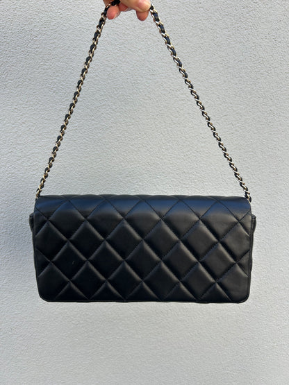 CHANEL Quilted Pearl-Studded CC Flap Shoulder Bag