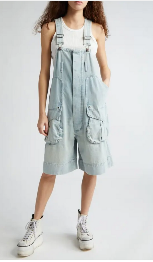R13 Denim Short Overalls - Size s