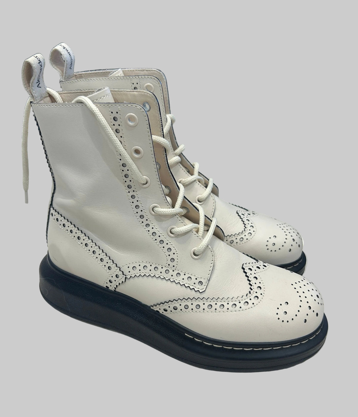 ALEXANDER MCQUEEN Brogue Lace Up Boots - Size 37