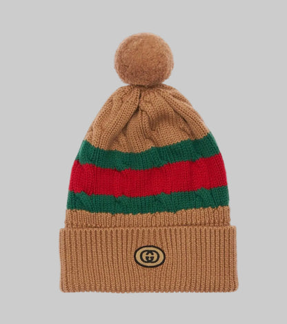 NEW* GUCCI Web Stripe Wool Beanie