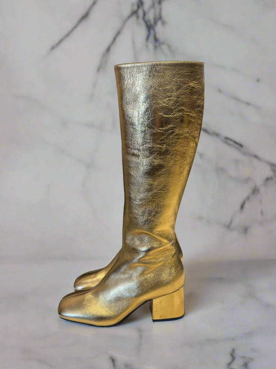 MARNI Gold Metallic Boots - Size 38