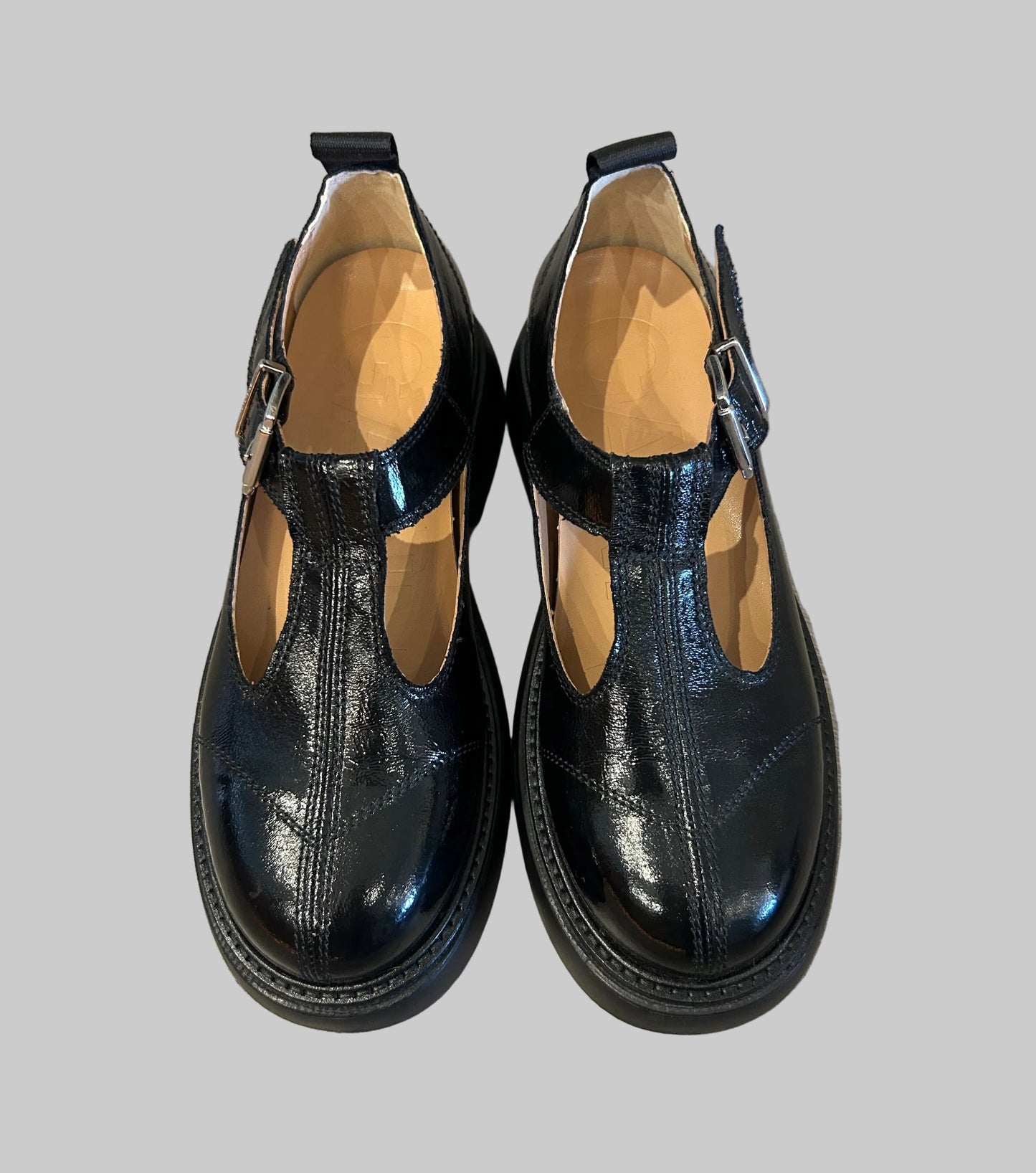 GANNI Black Leather Mary Jane’s - Size 8