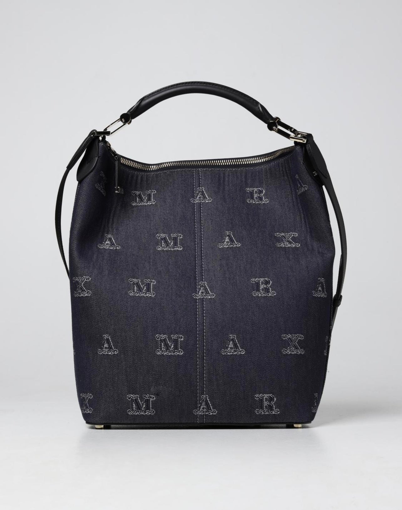 MAX MARA Denim Shoulder Bag w/ Leather Pochette