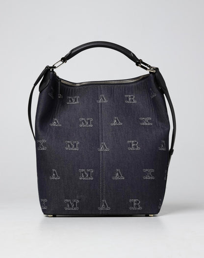 MAX MARA Denim Shoulder Bag w/ Leather Pochette