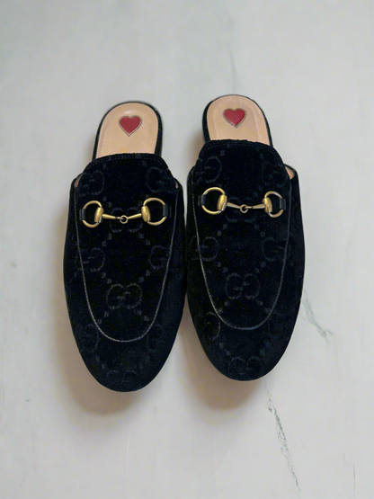 GUCCI Velvet GG Mules - Size 37.5
