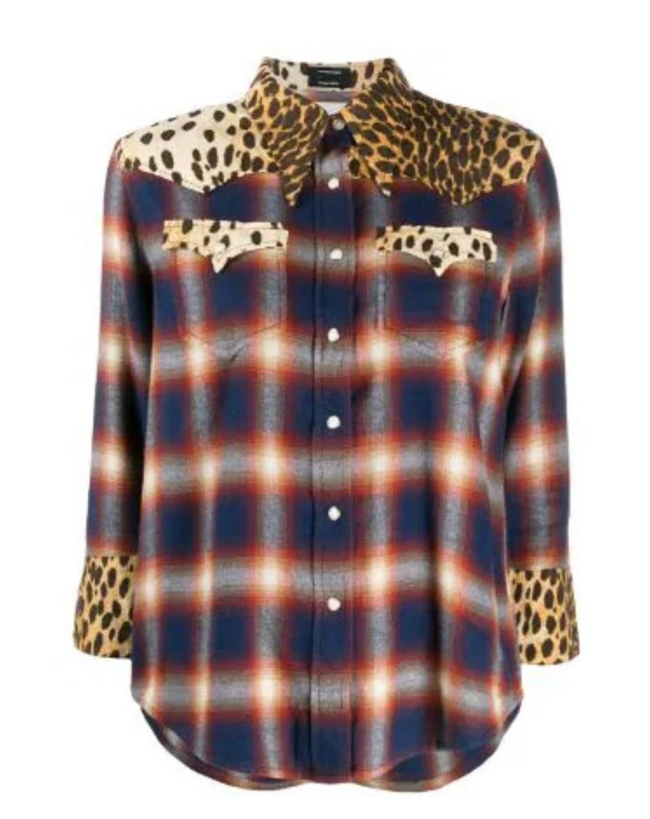 Mixed Print Western Shirt - Size Medium