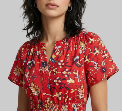 ANTHROPOLOGIE Patterned Red Maxi Dress - Size L