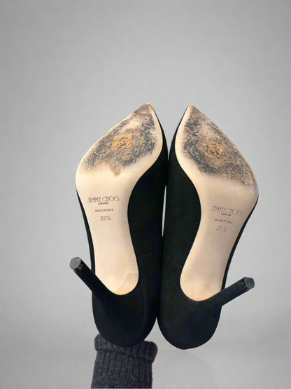 JIMMY CHOO Suede Crystal Embellished Pumps - Size 39.5