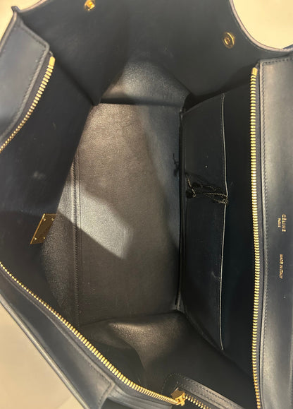 CÉLINE Trapeze Medium Blue Leather Shoulder Bag