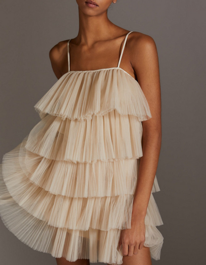 ANTHROPOLOGIE Tiered Ruffle Mini Dress - Size xs