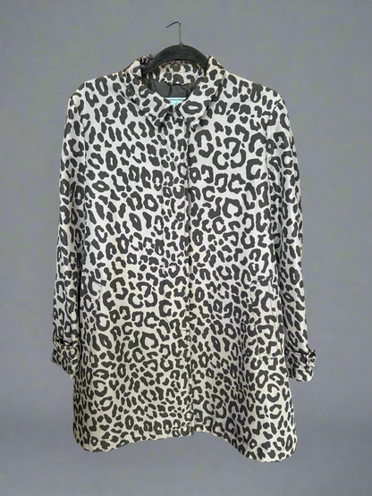 PRADA Silk Grey Leopard Print Trench - Size 42