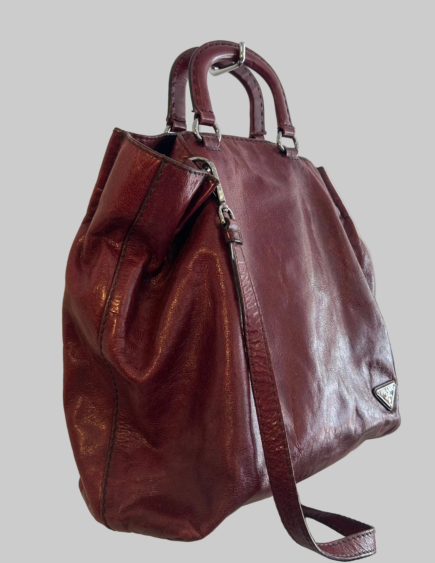 PRADA Red Vitello Shine Leather