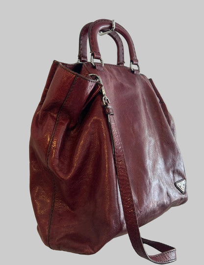 PRADA Red Vitello Shine Leather