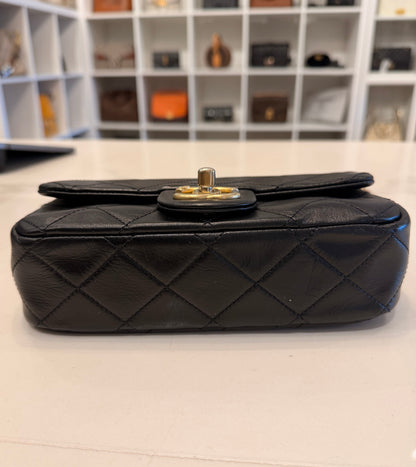 CHANEL 2020 Mini Crystals Pearl Chain Quilted Lambskin Flap Bag