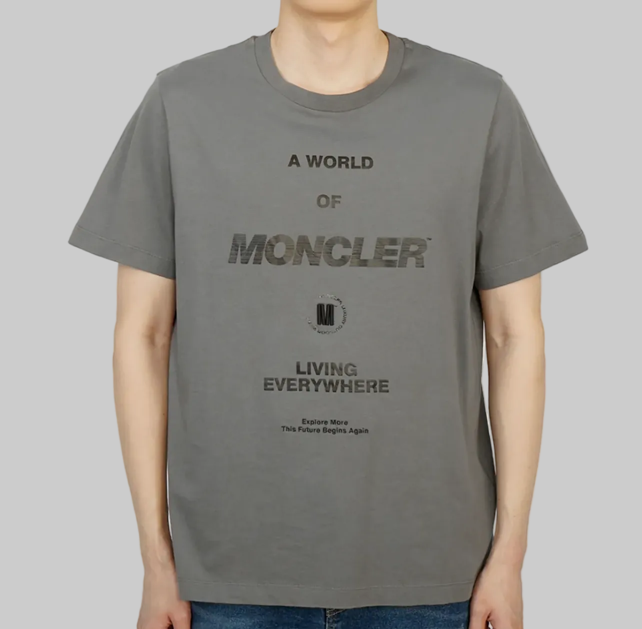 MONCLER Grey Graphic T-Shirt - Size S