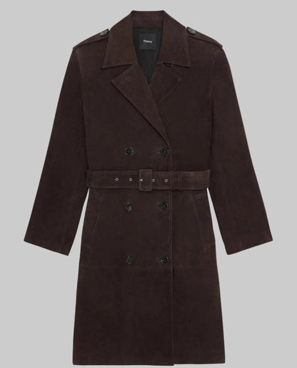 THEORY Suede Belted Trench - Size S