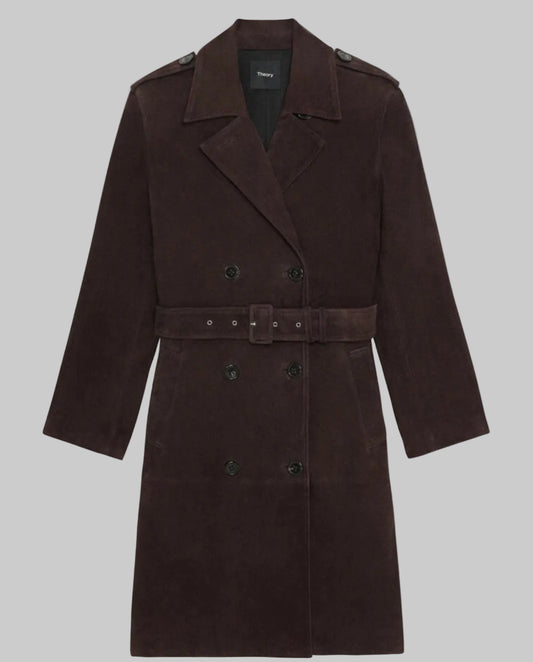 THEORY Suede Belted Trench - Size S