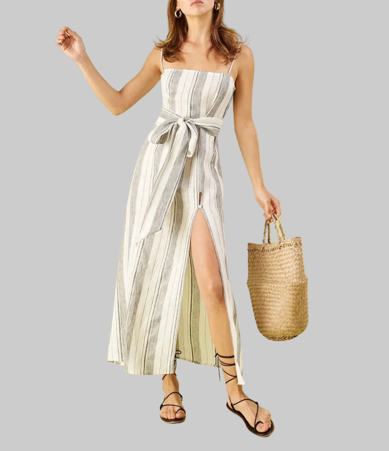 REFORMATION Pinstriped Linen Dress - Size xs