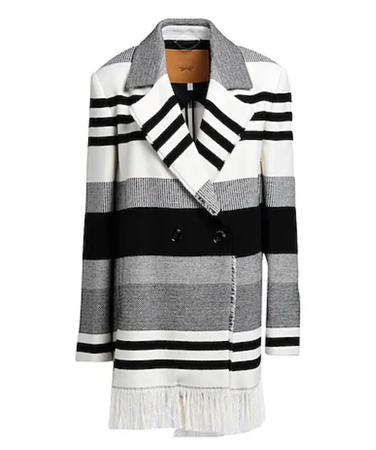 New* DOROTHEE SCHUMACHER Fringe Wool blend Coat - Size 1 (Small)