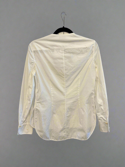 BALENCIAGA White Collarless Blouse - Size 36